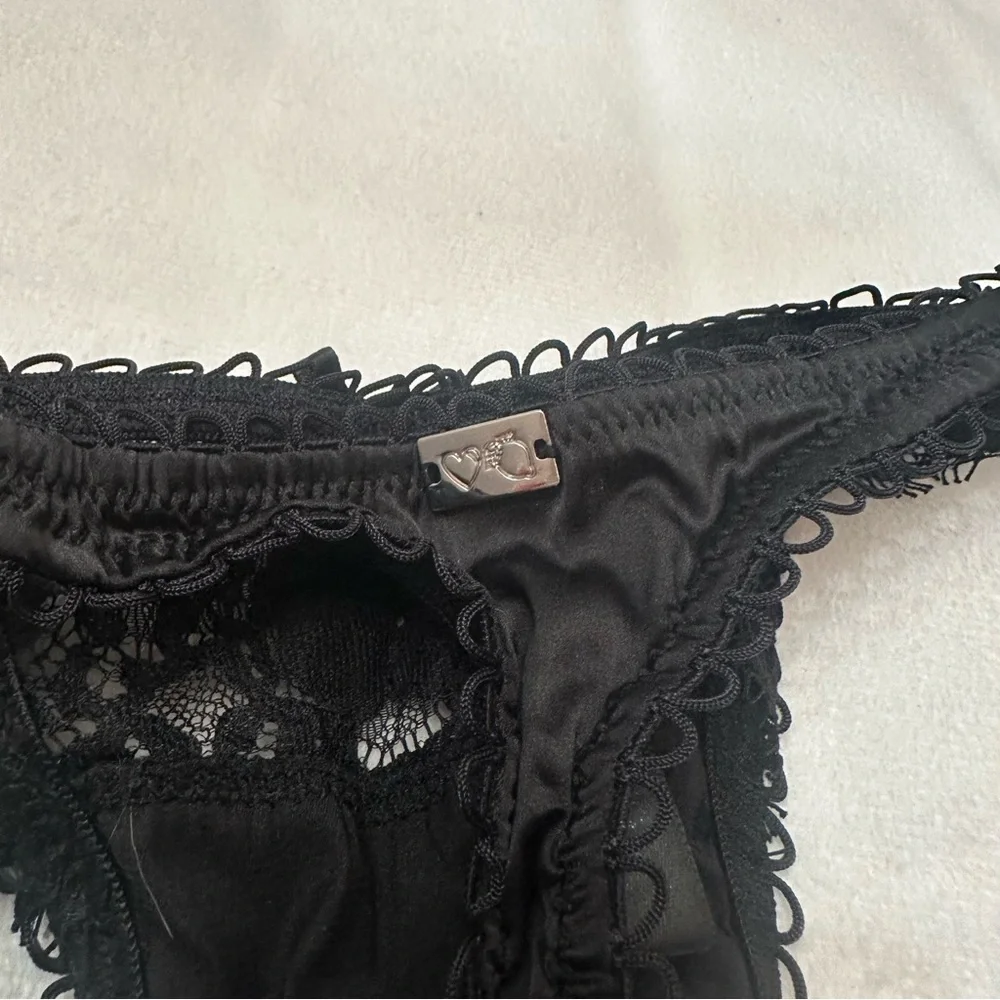 New! For Love And Lemons Faye Black Lace thong Panty 51014